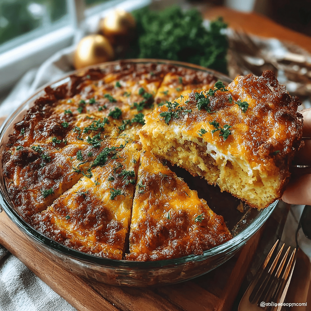 Carnivore casserole slice on a white plate