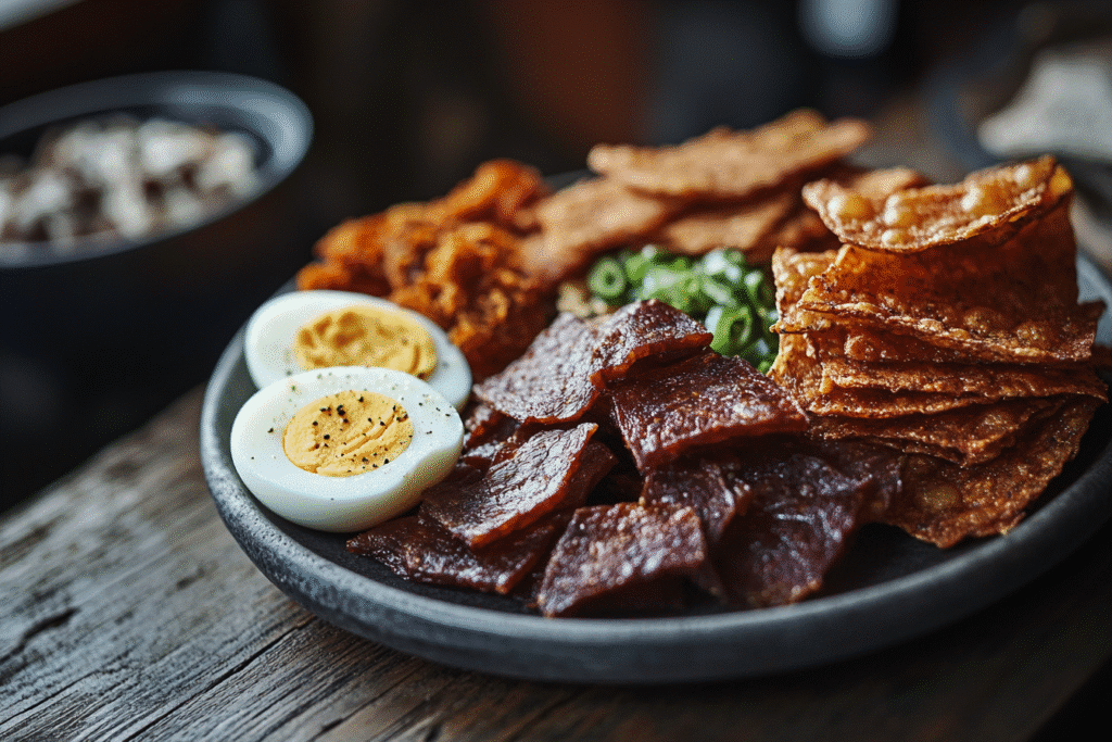 Carnivore diet snacks platter with crispy options