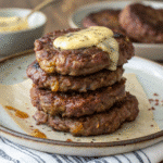 Carnivore ground beef patties served hot