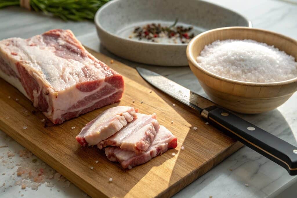 Raw lamb fat and sea salt for carnivore chips